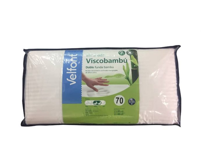 Almohada Viscoelastica Blanco Bambu Visco 48x68x16 — Divino